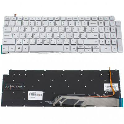 Клавіатура для ноутбука DELL (Inspiron: 5584), rus, silver, без фрейма, підсвічування клавіш