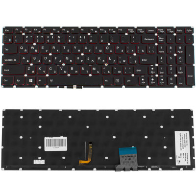 Клавіатура для ноутбука LENOVO (Y50-70, Y50-80) rus, black, без фрейма, підсвічування клавіш(оригінал)