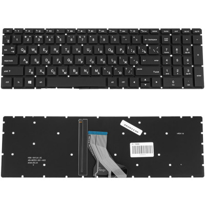 Клавіатура для ноутбука HP (250 G7, 255 G7 series) rus, black, без фрейма, підсвічування клавіш