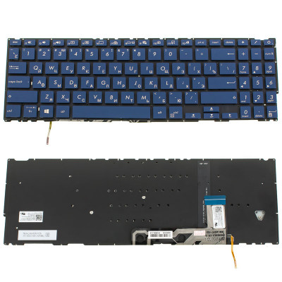 Клавіатура для ноутбука ASUS (UX534 series) rus, blue, без фрейма, підсвічування клавіш(оригінал)