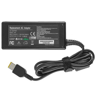 Блок питания LENOVO 20V, 3.25A, 65W, USB+pin (Square 5 Pin DC Plug), (Replacement AC Adapter) black - надежный выбор для вашего ноутбука!