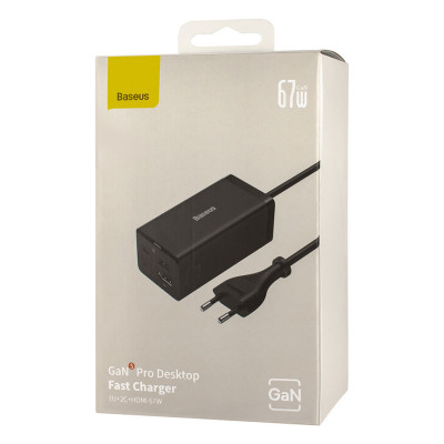 Зарядное устройство Baseus GaN5 Pro Desktop Fast Charger 67W с HDMI и 1.5 м кабелем питания - купить на allbattery.ua