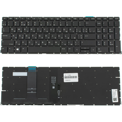 Клавіатура для ноутбука HP (ProBook: 450 G8, 455 G8) ukr, black, без фрейму, підсвічування клавіш (ОРИГІНАЛ)