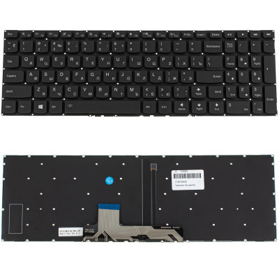 Клавіатура для ноутбука LENOVO (IdeaPad Flex 4-1570, 4-1580), рос, чорна, без фрейма, подсветка клавиш