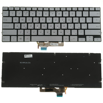 Клавіатура для ноутбука ASUS (UX431 series) rus, silver, без фрейму, підсвічування клавіш