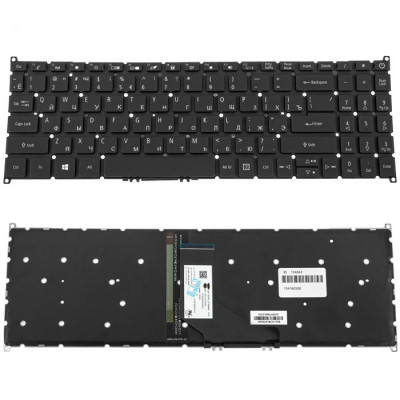 Клавіатура для ноутбука ACER (TM: P215-52) rus, black, без фрейму, підсвічування клавіш