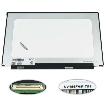 Матриця 15.6 NV156FHM-T01 touch (1920*1080, 40pin(eDP, IPS), LED, SLIM(без планок та вушок), глянець, роз'єм праворуч знизу) для ноутбука
