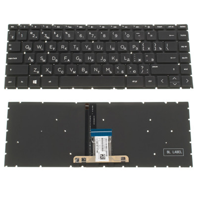Клавіатура для ноутбука HP (14-CM, 14-CK) rus, black, без фрейма, підсвічування клавіш