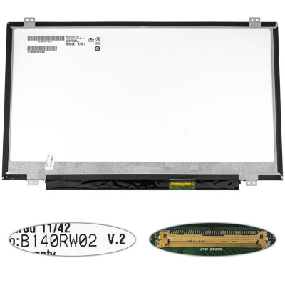 Матриця 14.0 B140RW02 V.2  (1600*900, 40pin, LED, SLIM (вертикальні вушки), матова, роз'єм праворуч знизу) для ноутбука