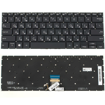 Клавіатура для ноутбука ASUS (X321 series) rus, black, без фрейма, підсвічування клавіш
