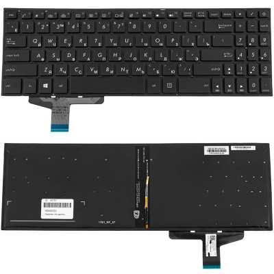 Клавіатура для ноутбука ASUS (X580 series) rus, black, без фрейма, підсвічування клавіш