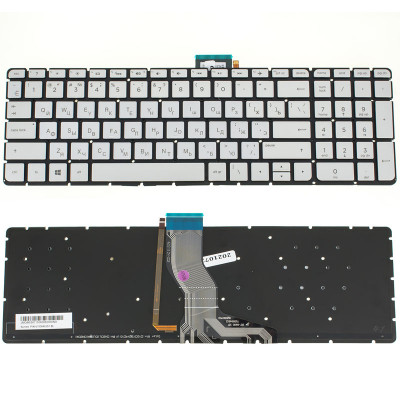 Клавіатура для ноутбука HP (Pavilion: 15-AK series) rus, silver, без фрейма, підсвічування клавіш