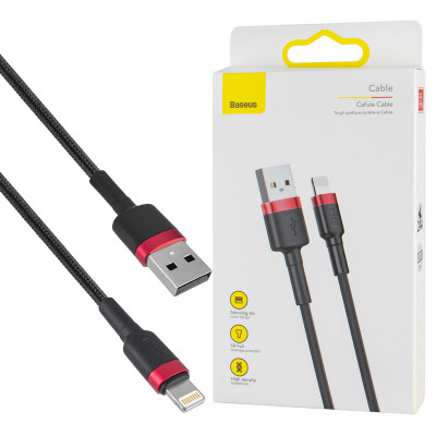 Кабель Baseus Cafule Cable USB для iP 2.4A 1m Red+Black (CALKLF-B19)