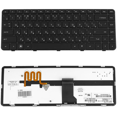 Клавіатура для ноутбука HP (Pavilion: dm4-1000, dv5-2000) rus, black, c фреймом, підсвічування клавіш