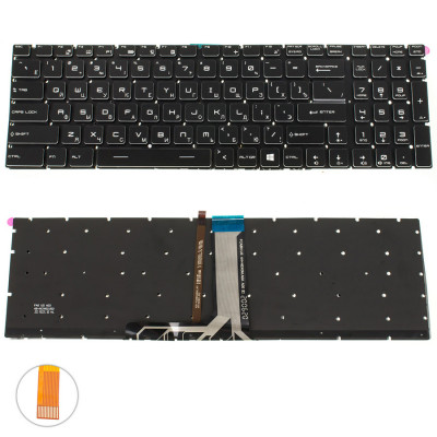 Клавіатура для ноутбука MSI (GV62, GT62) rus, black, без фрейма, підсвічування клавішRGB (оригінал)