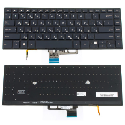 Клавіатура для ноутбука ASUS (UX580 series) rus, black, без фрейма, підсвічування клавіш