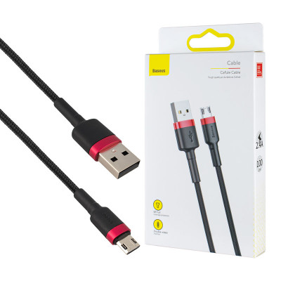 Кабель Baseus Cafule Cable USB Micro 2.4A 1m Red+Black (CAMKLF-B91)