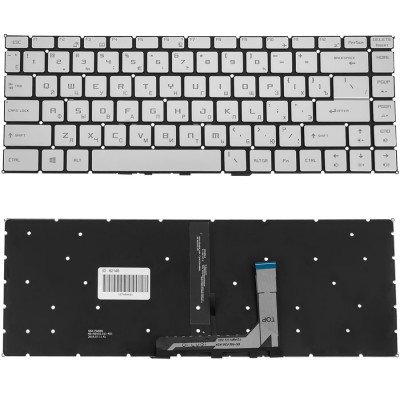 Клавіатура для ноутбука MSI (GS65) rus, silver, без фрейма, підсвічування клавіш(оригінал)