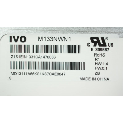 Матриця 13.3 M133NWN1 R.1 (1366*768, 30pin(eDP), LED, SLIM (вертикальні вушки), матова, роз'єм ліворуч знизу, for ASUS UX32V) для ноутбука