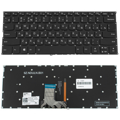 Клавіатура для ноутбука LENOVO (IdeaPad: 720s-14IKB) rus, black, без кадру, підсвічування клавіш