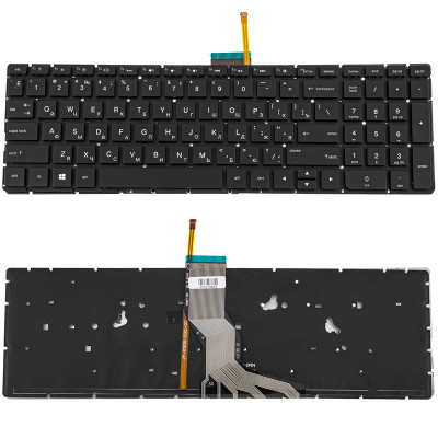 Клавіатура для ноутбука HP (Pavilion: 15-AK) rus, black, без фрейма, підсвічування клавіш