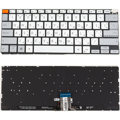 Клавиатура ASUS (X3400, X7400 серії), укр, сріблястого кольору, без рамки, з підсвіткою клавіш (червона кнопка Esc)