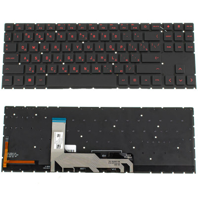 Клавіатура для ноутбука HP (Omen: 15-EK series) rus, black, без фрейму, підсвічування клавіш (RED) (ОРИГІНАЛ)