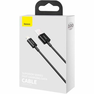USB дата-кабель Baseus Superior Series Lightning (CALYS-A01) 1 метр, 2,4 Ампер, черный