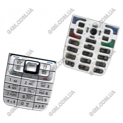 Клавиатура для Nokia E51 серебристая, кириллица, высокое качество