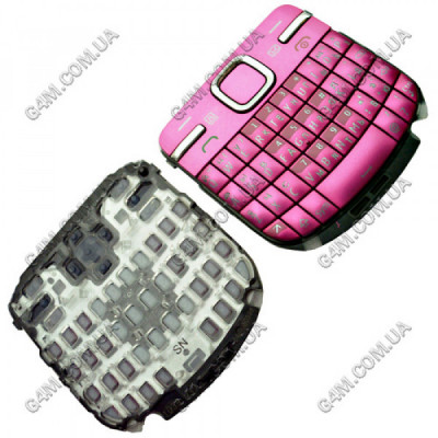Клавиатура для Nokia C3-00 розовая, кириллица, высокое качество