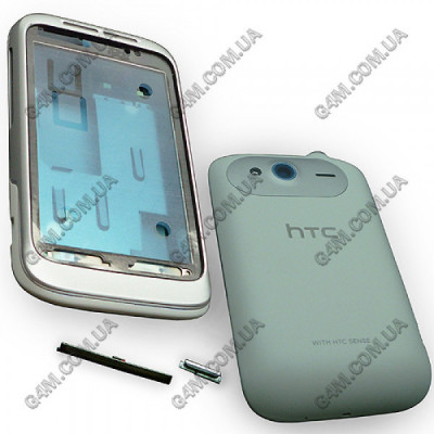 Корпус HTC G13, A510e Wildfire S, PG76100 белый с серебристым, высокое качество