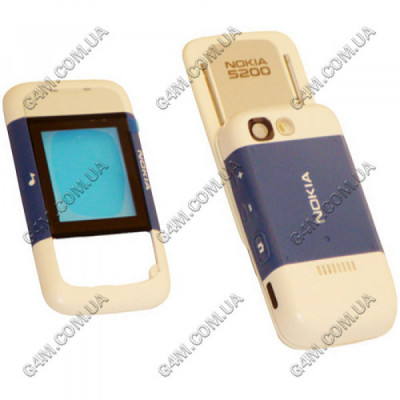 Корпус Nokia 5200 Xpress Music голубой с белым, полный комплект, высокое качество