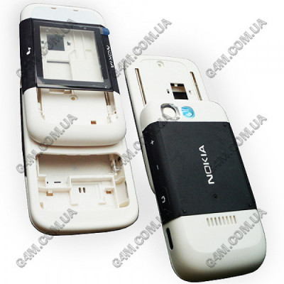 Корпус для Nokia 5200 Xpress Music черный с белым, полный комплект, высокое качество