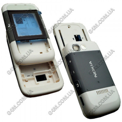 Корпус для Nokia 5200 Xpress Music серый с белым, полный комплект, высокое качество