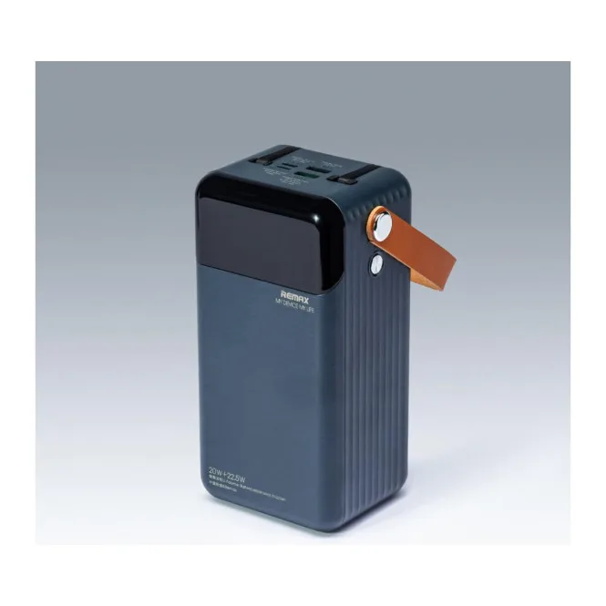 Повербанк Remax RPP-565 (Gray) 60000 mAh Power Bank PD20W+QC22.5W Швидка зарядка з 2 кабелями і LED ліхтариком ([parameter-10