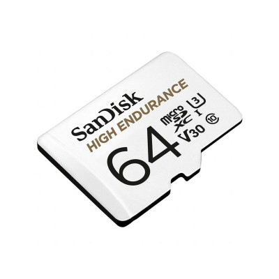 microSDXC (UHS-1 U3) SanDisk High Endurance 64Gb class 10 V30 (100Mb/s) (adapterSD) - надежное расширение памяти для долгосрочной записи.