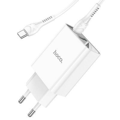 Мережевий зарядний пристрій HOCO C100A PD20W+QC3.0 charger with digital display set(Type-C to Type-C) White