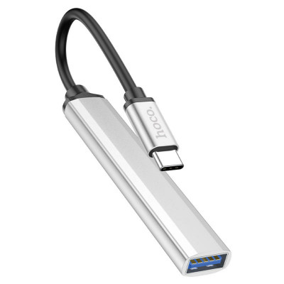 Кабель-перехiдник HOCO HB26 4 in 1 adapter(Type-C to USB3.0+USB2.0*3) Silver