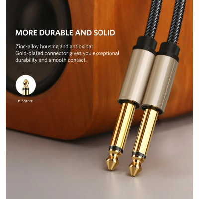 Аудіо кабель UGREEN AV128 6.5mm  Male to Male Audio Cable Gray 2m(UGR-10638)