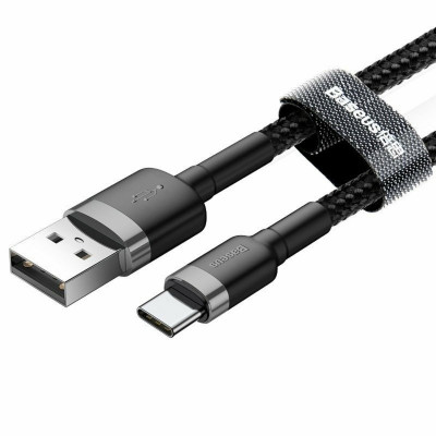 Кабель Baseus Cafule Cable USB For Type-C 3A 1m Gray+Black