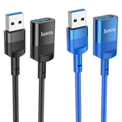 Кабель HOCO U107 USB male to USB female USB3.0 3A, 1.2m, nylon, aluminum connectors, Black