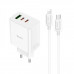 Мережевий зарядний пристрій HOCO C126A Pure power PD40W three-port(2C1A) charger set(C to iP) White