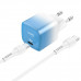 Мережевий зарядний пристрій HOCO C101A single port PD20W charger set(Type-C to Type-C) Ice Blue