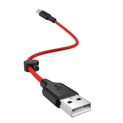 Кабель HOCO X21 Plus USB to Type-C 3A, 0.25m, silicone, silicone connectors, Black+Red
