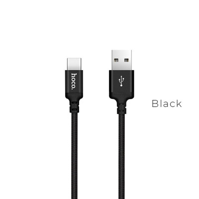 Кабель HOCO X14 USB to Type-C 3A, 1m, nylon, aluminum connectors, Black