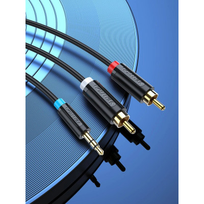 Кабель Vention 3.5MM Male to 2-Male RCA Adapter Cable 1.5M Black (BCLBG)