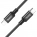 Кабель HOCO X14 Type-C to iP 3A, 20W, 3m, nylon, aluminum connectors, Black