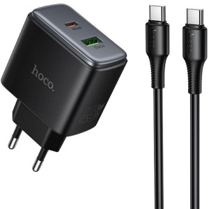 Мережевий зарядний пристрій HOCO C158A Upgrade PD45W(1C1A) charger set(C to C) Black