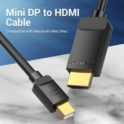 Кабель Vention 4K Mini DisplayPort to HDMI Cable 2M Black (HAHBH)