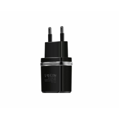 Мережевий зарядний пристрій HOCO C12 Smart dual USB (iP cable)charger set Black